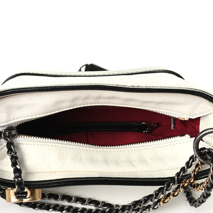 Chanel Aged Calfskin Quilted Small Gabrielle Hobo Black White 4 of 5