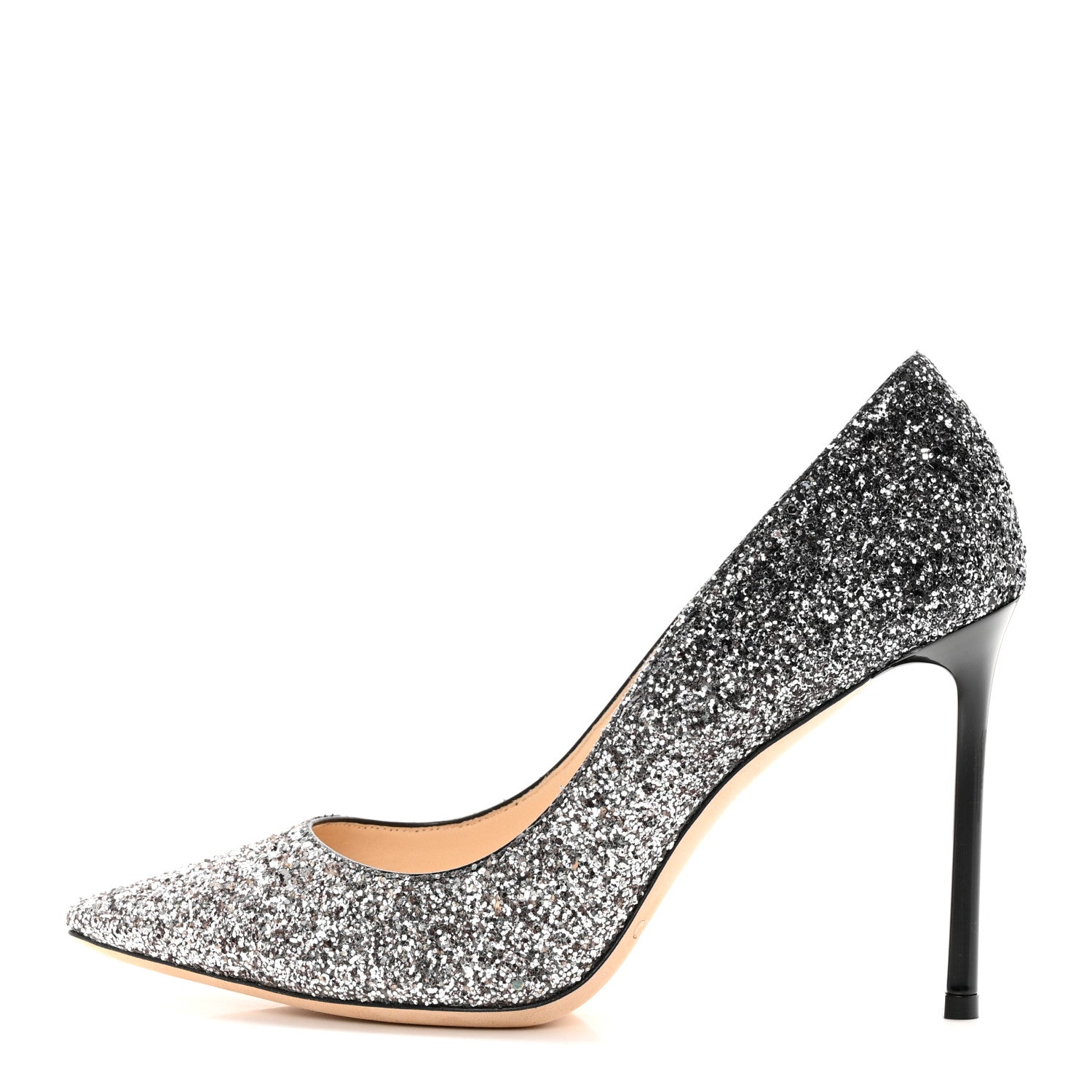 Jimmy Choo Coarse Glitter Degrade Pointy Toe Romy 100 Pumps 38 Light 38 Mocha Black 1 of 10