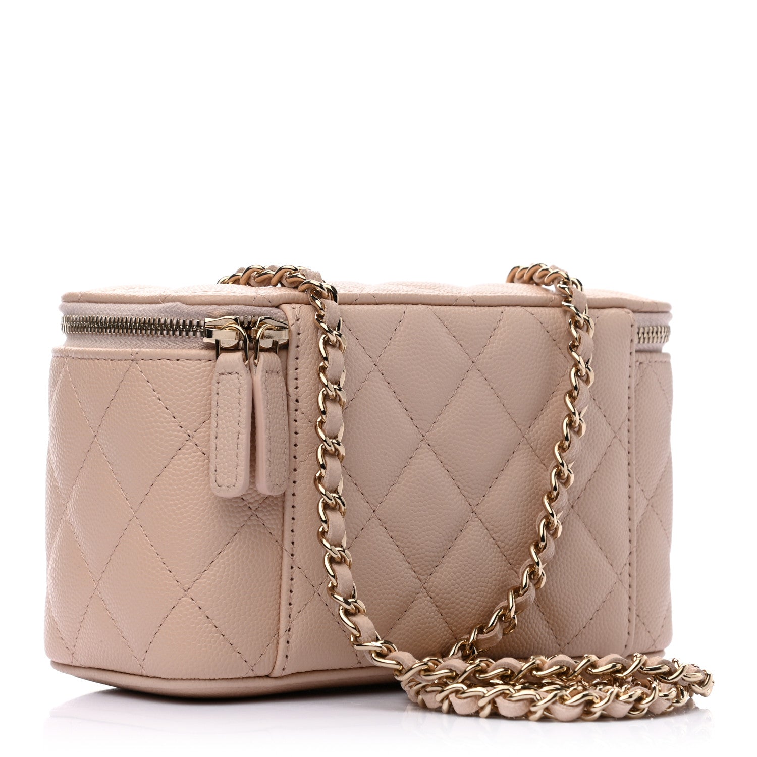 Chanel Caviar Quilted Small Vanity Case With Chain Light Beige 3 of 9