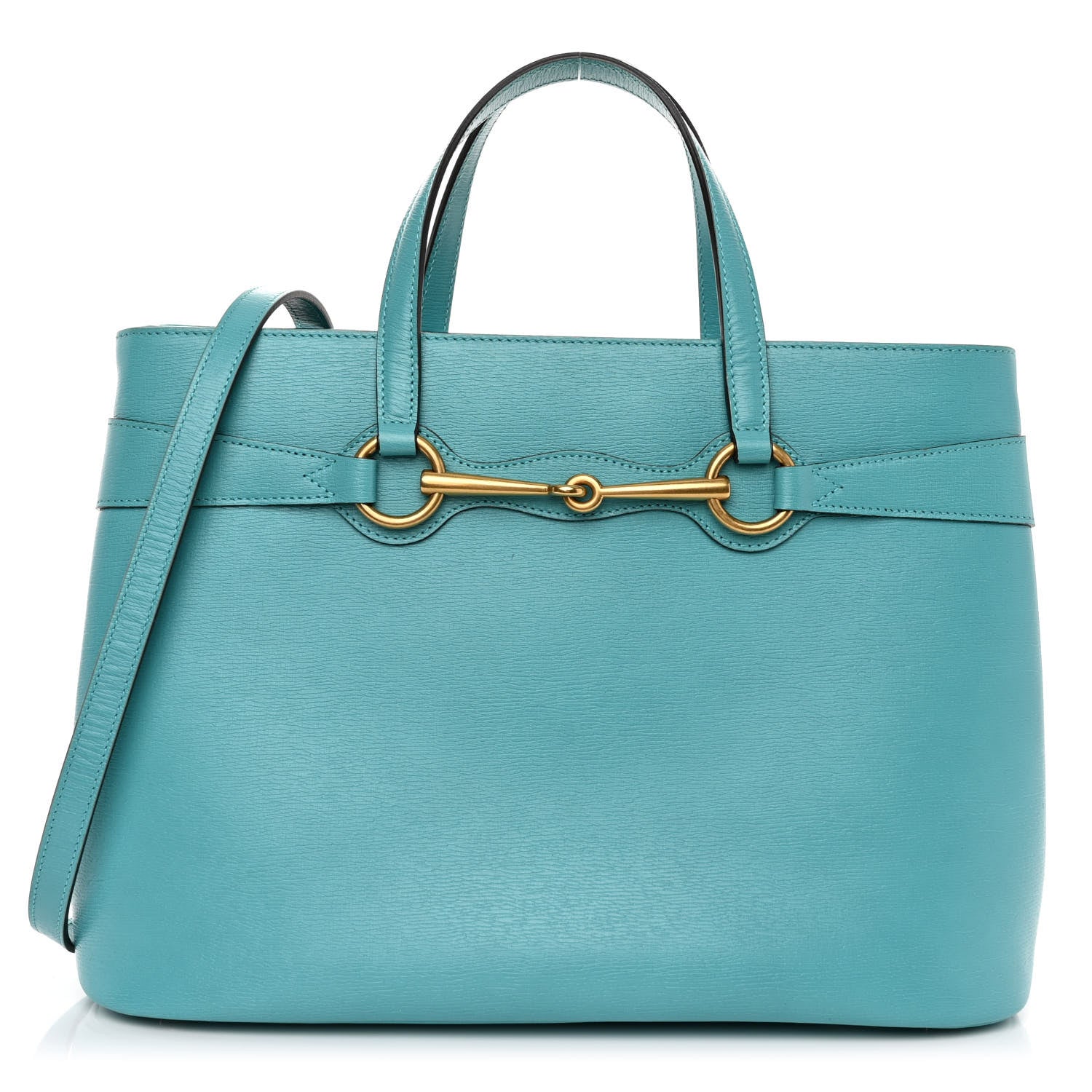 Gucci Textured Calfskin Medium Bright Bit Tote Blue 1 of 9