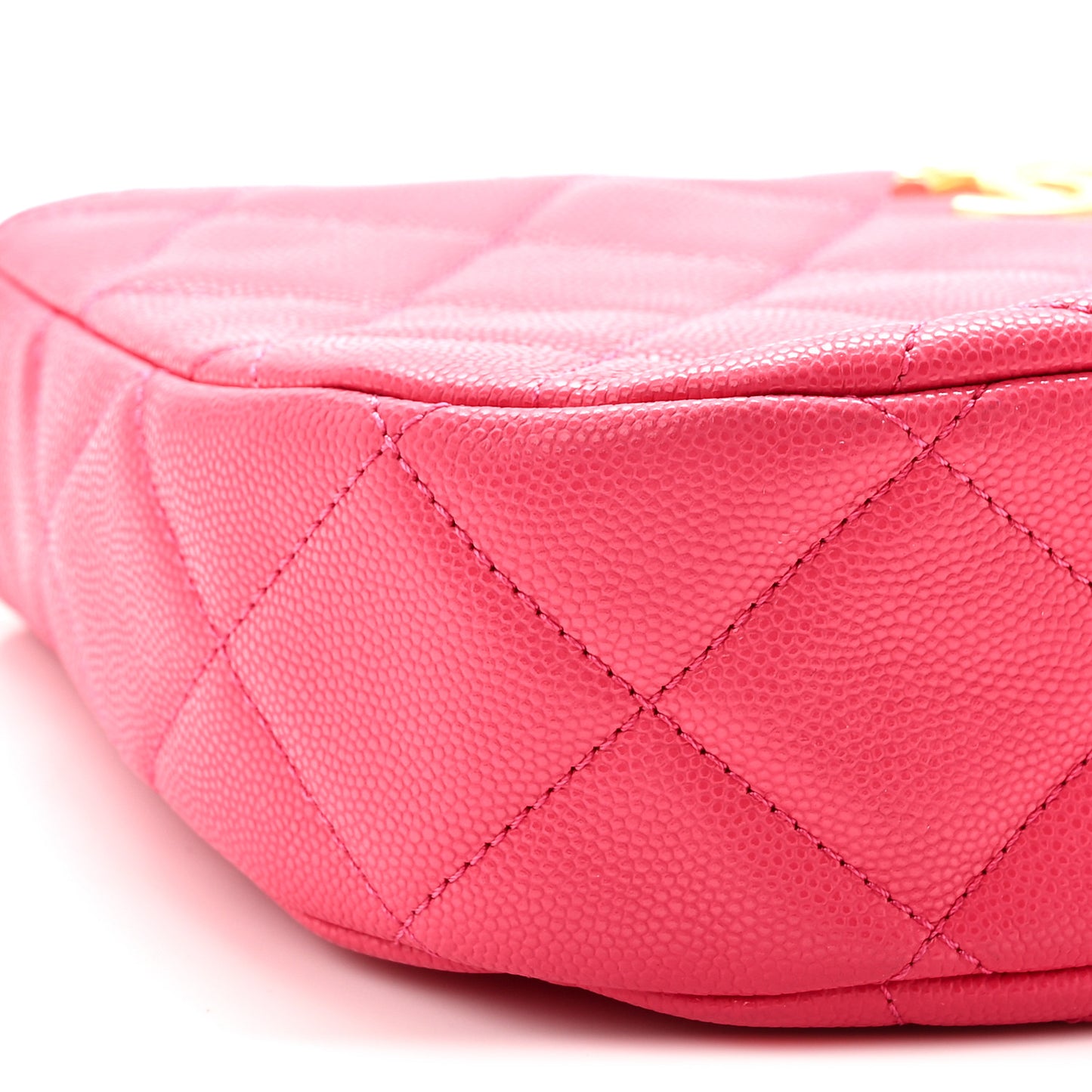 Caviar Quilted Triple Chain Shoulder Bag Pink