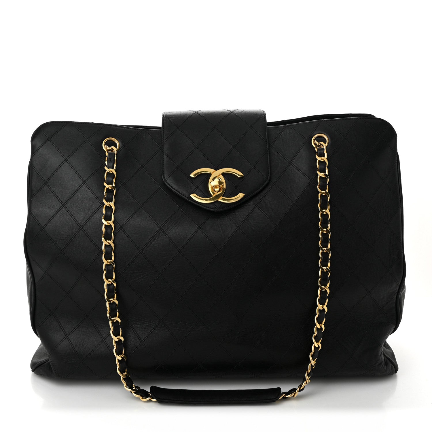 Chanel Calfskin Stitched XL Weekender Black 1 of 10