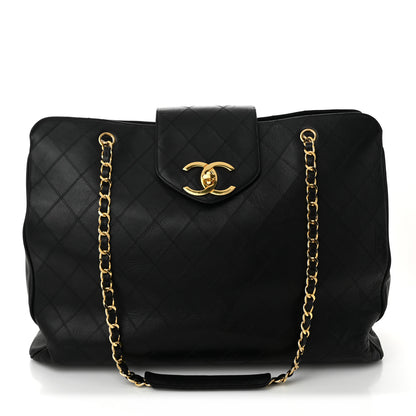 Chanel Calfskin Stitched XL Weekender Black 1 of 10