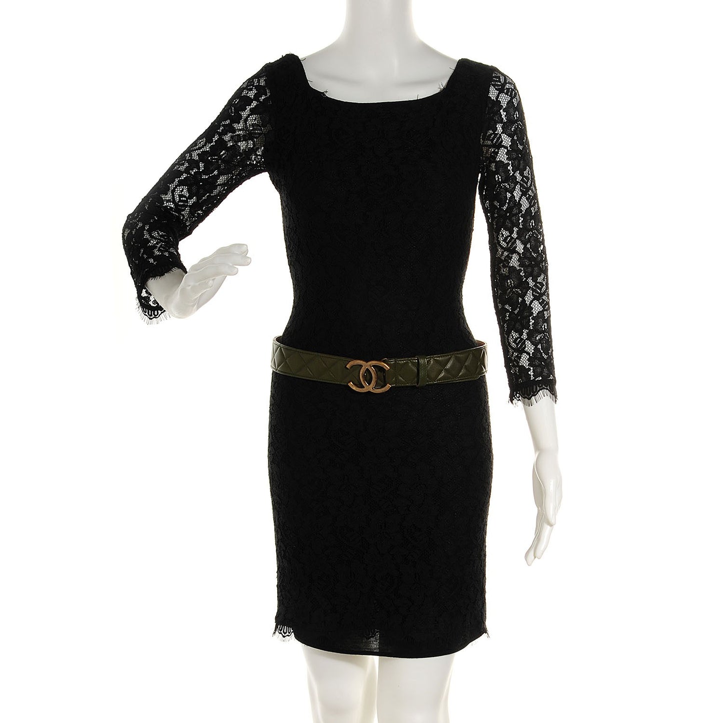 Lambskin Quilted CC Belt 85 34 Khaki