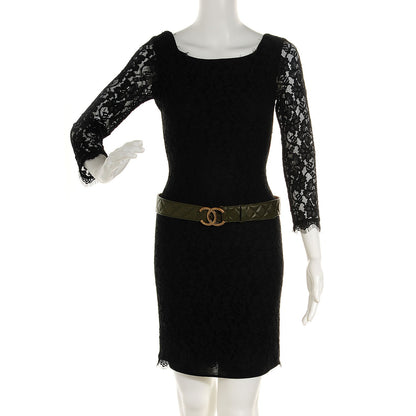 Chanel Lambskin Quilted CC Belt 85 34 Khaki 2 of 5