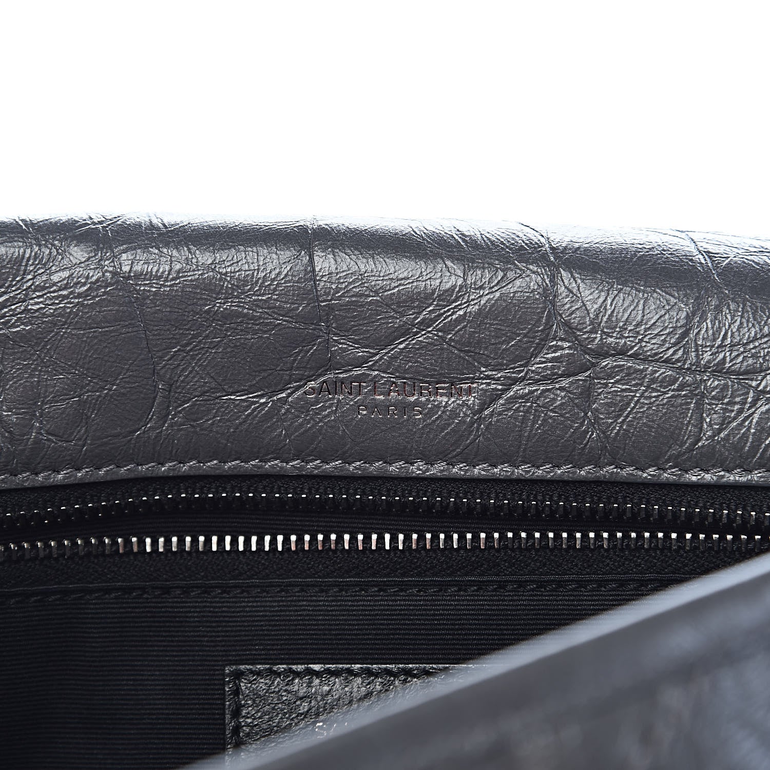 Saint Laurent Crinkled Calfskin Matelasse Monogram Medium Niki Chain Satchel Fog 6 of 12