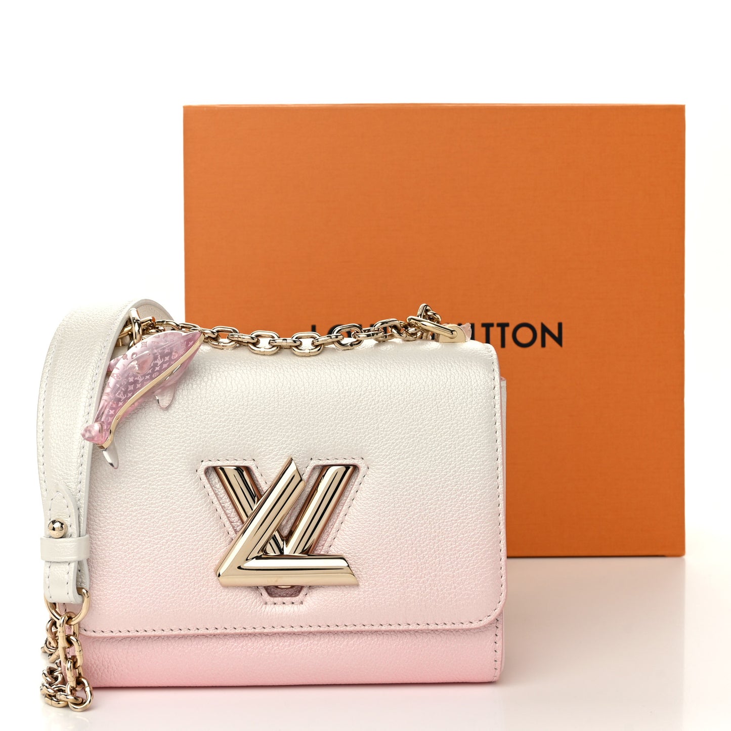 Calfskin Twist Chain Shoulder Bag PM Shaded Pink