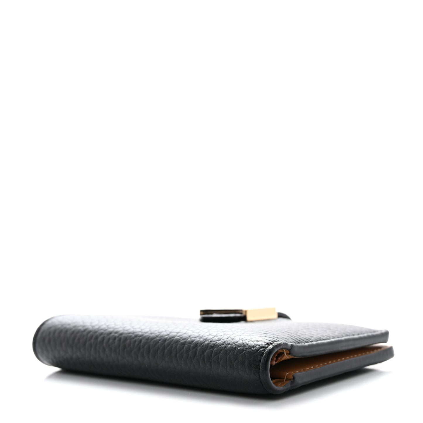 Taurillon Capucines Vertical Compact Wallet Black