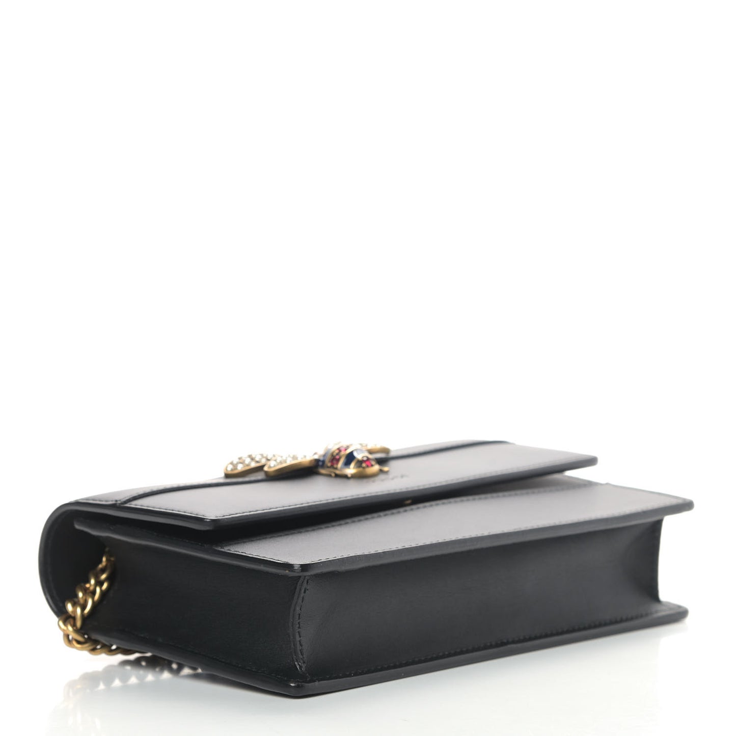 Calfskin Queen Margaret Chain Wallet Black