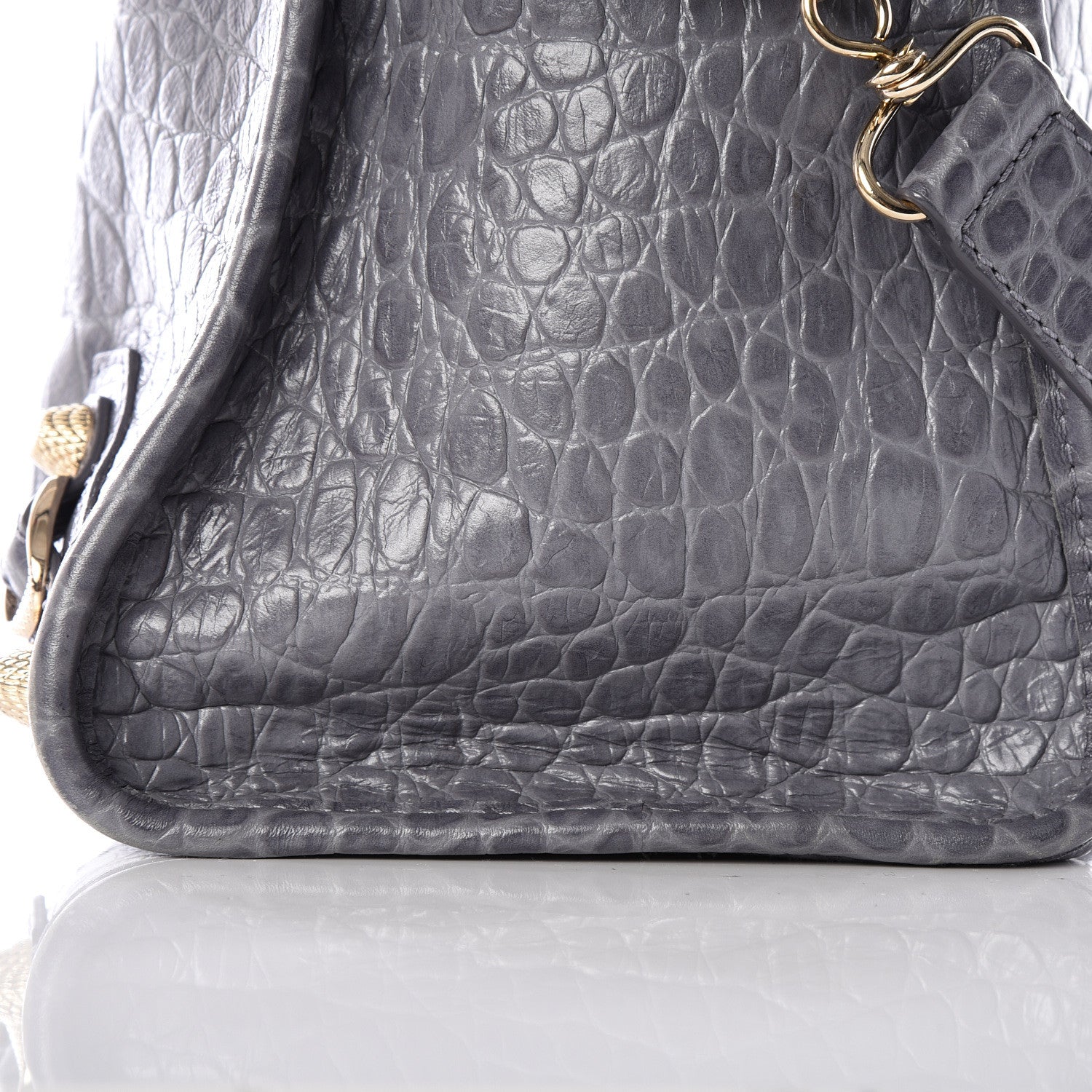 Balenciaga Calfskin Crocodile Embossed Giant 12 Gold Hardware City Gris Beton 9 of 14