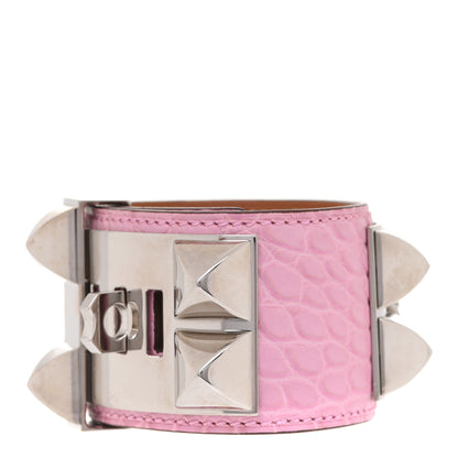 Hermes Matte Alligator Collier De Chien CDC Bracelet T2 5P Pink 3 of 7