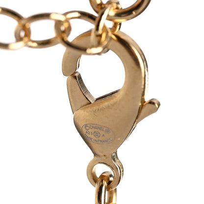 Chanel Metal Enamel CC Necklace Gold White 5 of 6