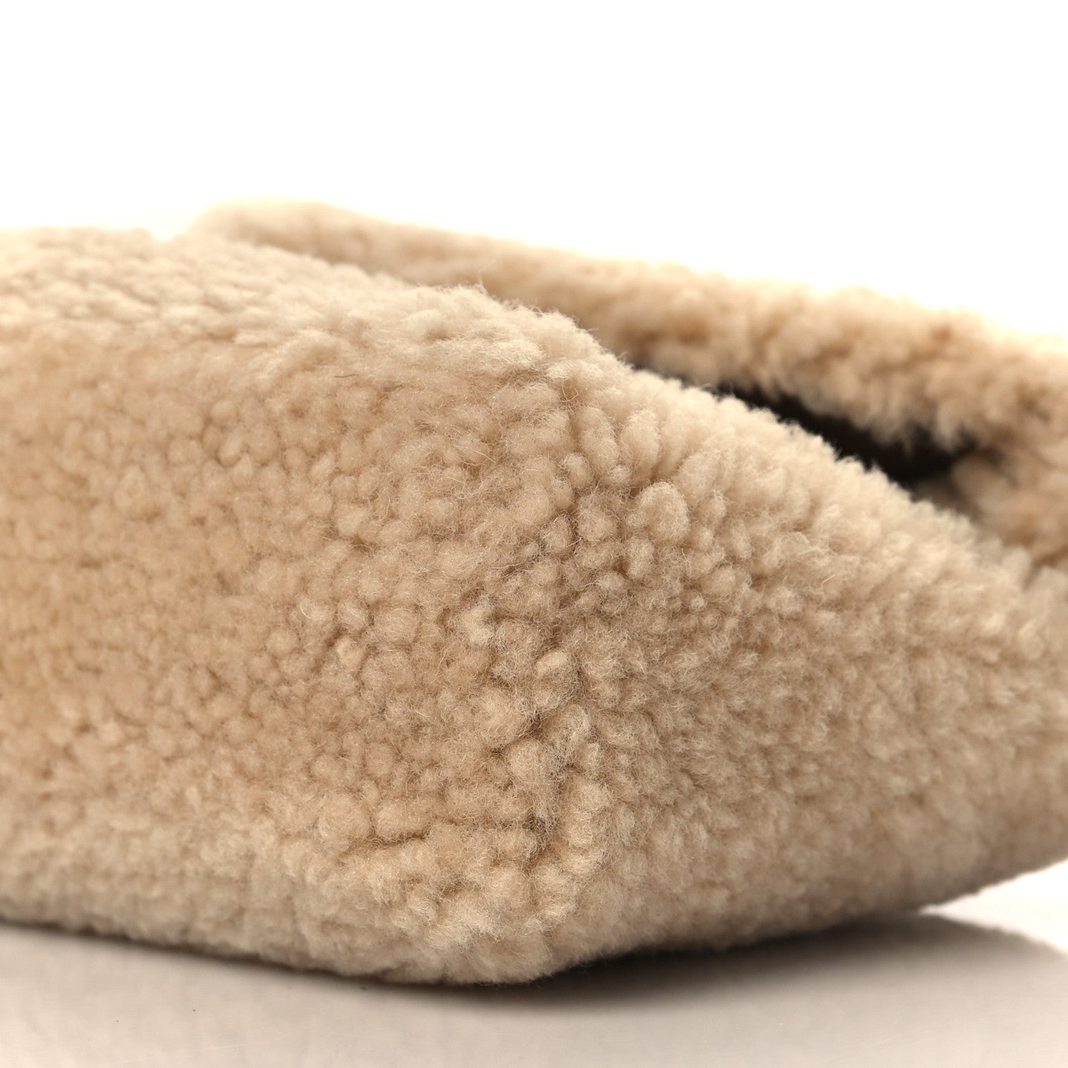 Saint Laurent Shearling Quilted Monogram Loulou Puffer Pouch Clutch Natural Beige Brick 11 of 11