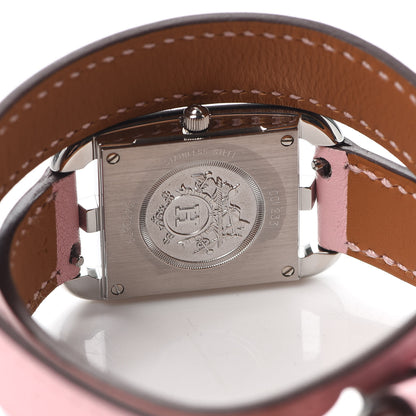 Hermes Stainless Steel Swift Diamond Pink Sapphire Mother of Pearl 23mm Cape Cod Double Tour Quartz Watch Rose Sakura 4 of 5