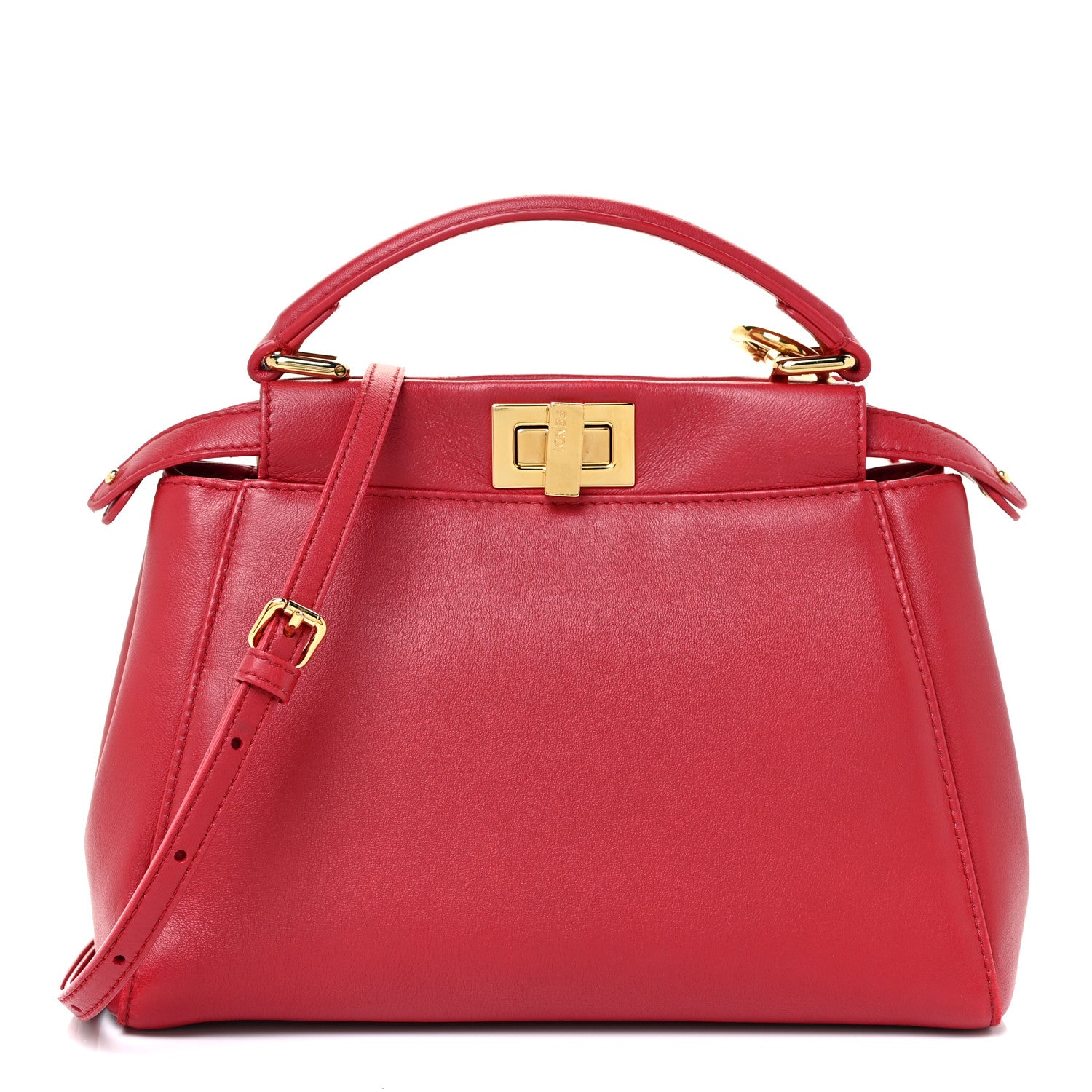 Fendi Nappa Mini Peekaboo Iconic Satchel Fragola 1 of 17