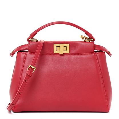 Fendi Nappa Mini Peekaboo Iconic Satchel Fragola 1 of 17