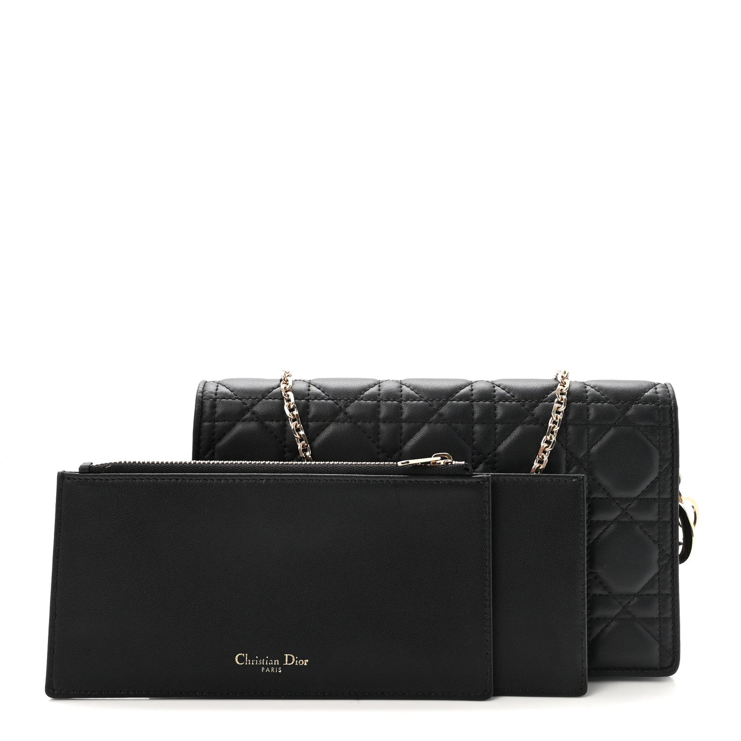 Christian Dior Lambskin Cannage Lady Dior Pouch Black 1907668