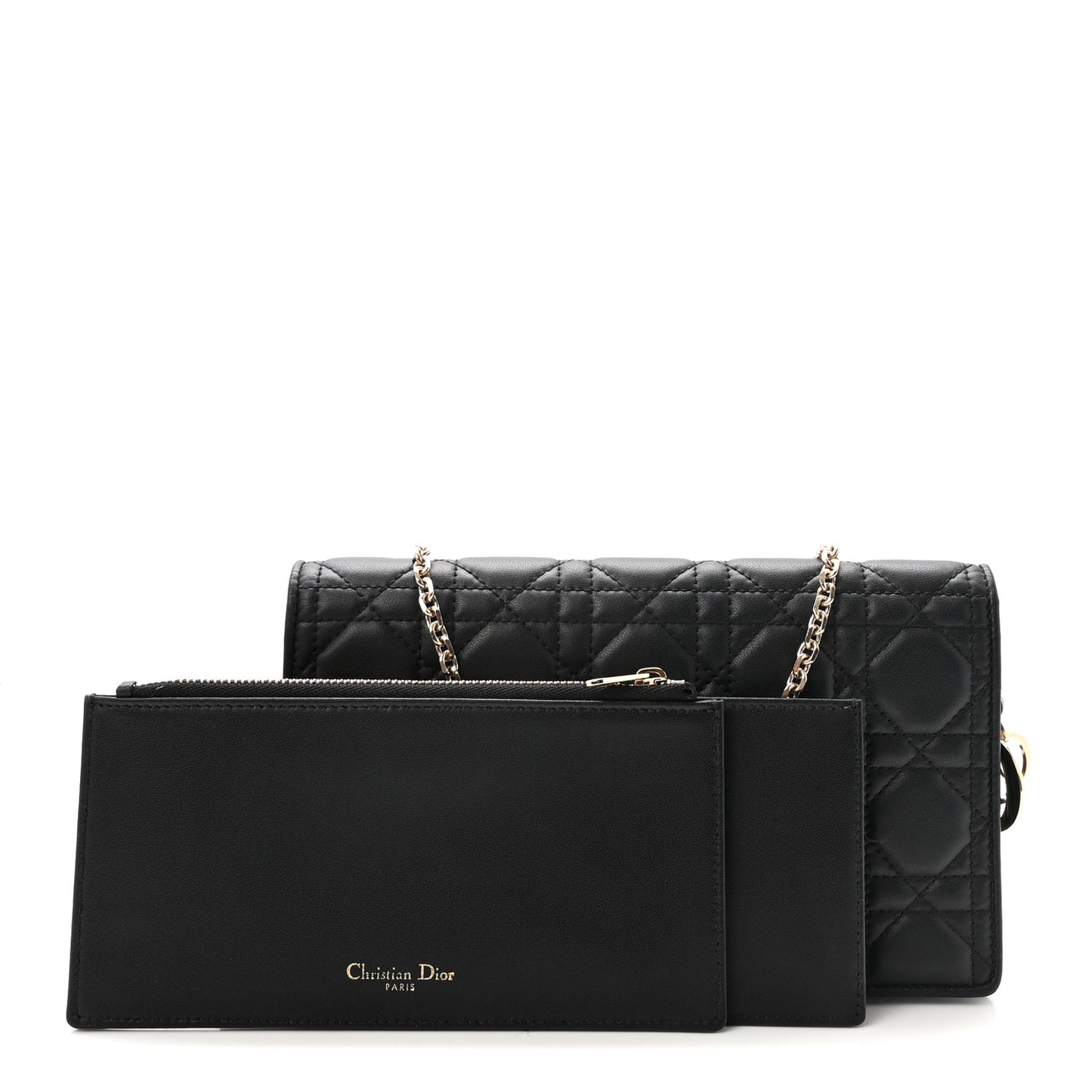 Lambskin Cannage Lady Dior Pouch Black