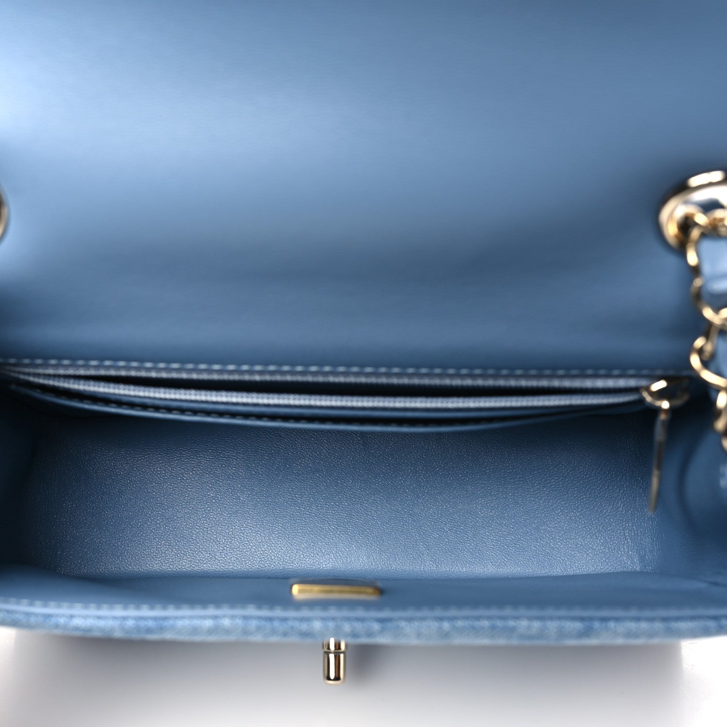 Chanel Printed Denim Quilted Mini Rectangular Flap Light Blue 6 of 12