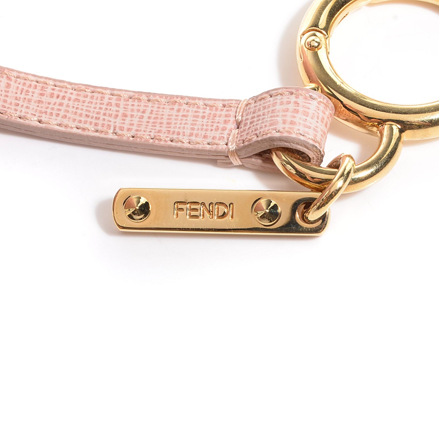 Fendi Fox Fur Vitello Elite Bi-Color Pom Pom Bag Charm Rosa Cammello Cipria 3 of 5