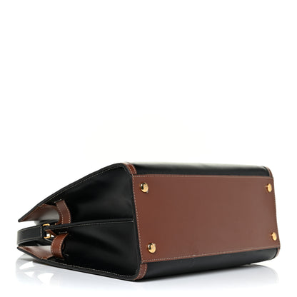 Burberry Calfskin Vintage Check Small Two Handle Title Bag Black 4 of 19