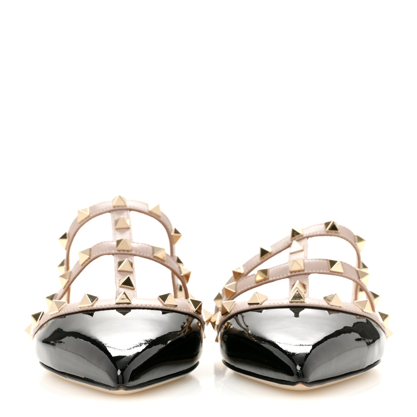 Patent Rockstud Flat Cage Mules 37 Black Poudre
