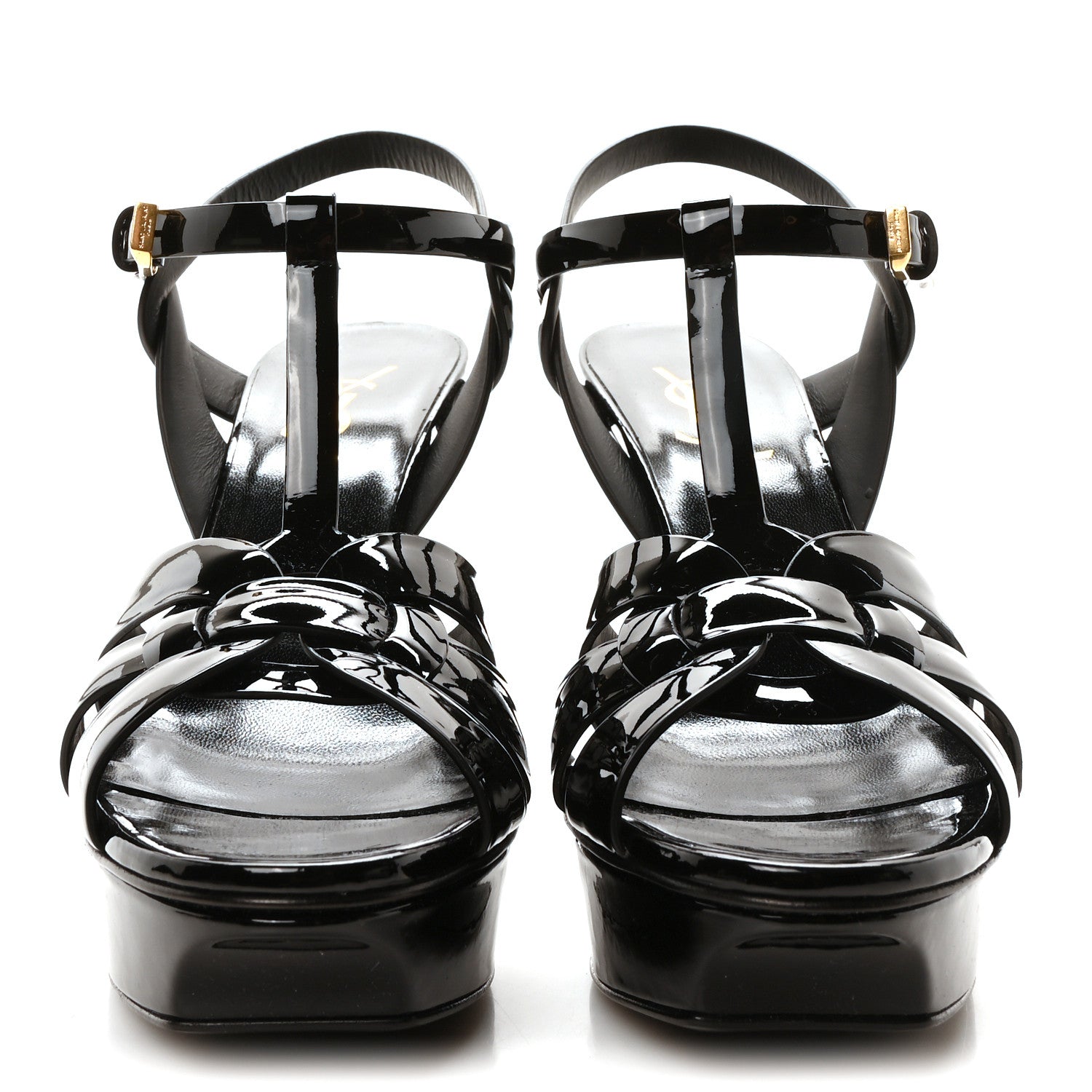 Saint Laurent Patent Tribute 75 Platform Sandals 38 Black 3 of 9