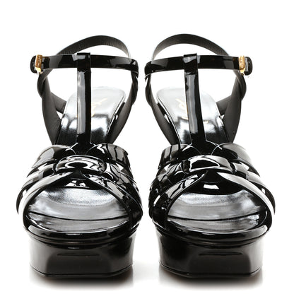 Saint Laurent Patent Tribute 75 Platform Sandals 38 Black 3 of 9