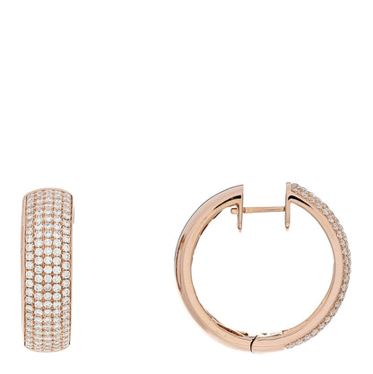 Parker & West by FASHIONPHILE 18K Rose Gold Diamond 2.25ctw Pave Hoop Earrings 1 of 5