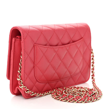 Chanel Caviar Quilted Wallet on Chain WOC Dark Pink 3 of 12