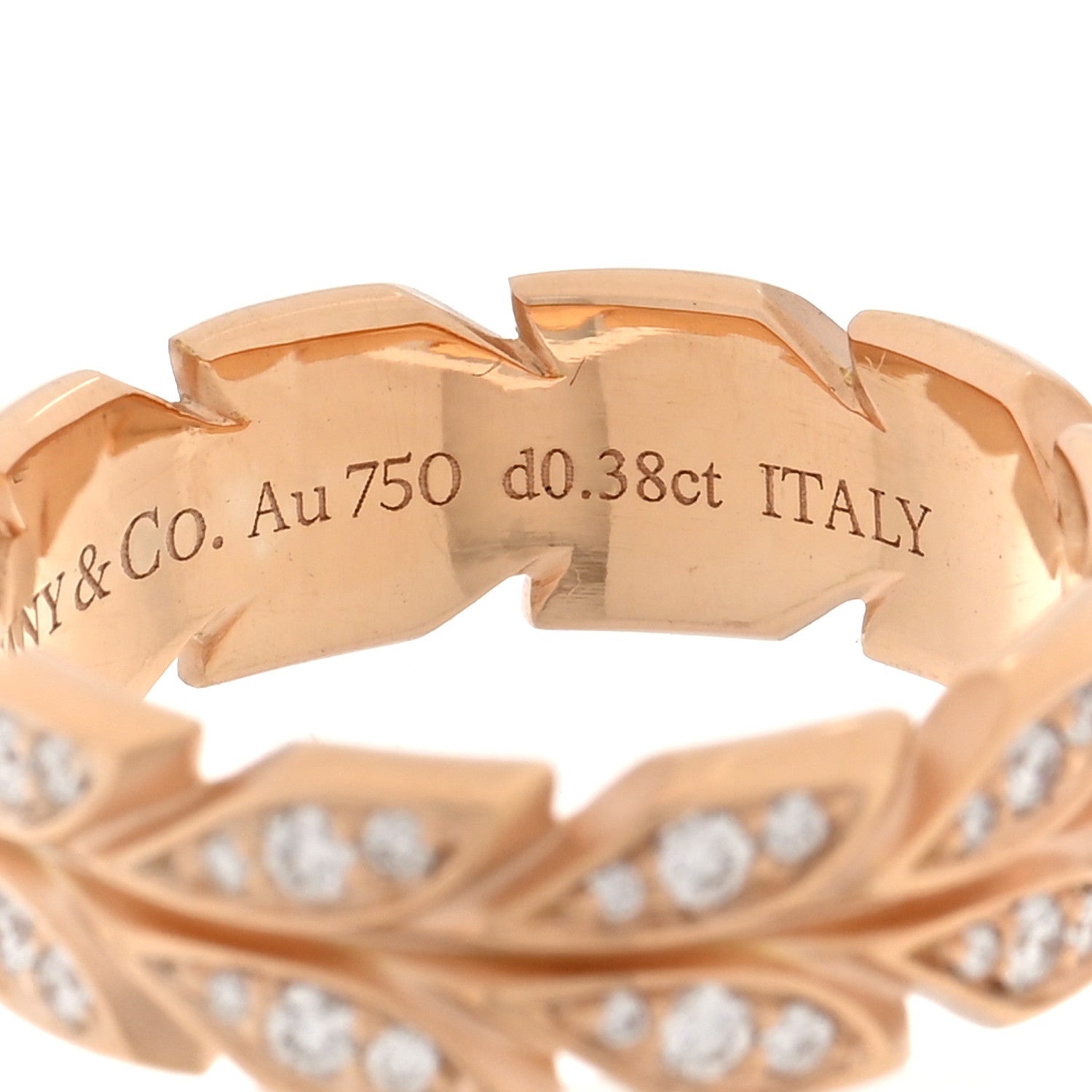 ティファニー わをん Tiffany 18K Rose Gold Diamond Victoria Vine Band Ring 52 6 1684708
