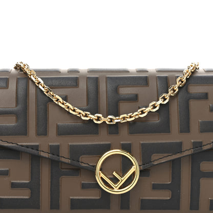 Fendi Vitello Soft F is Fendi Bi-Color FF 1974 Embossed Continental Envelope Wallet On Chain Maya Black 8 of 10