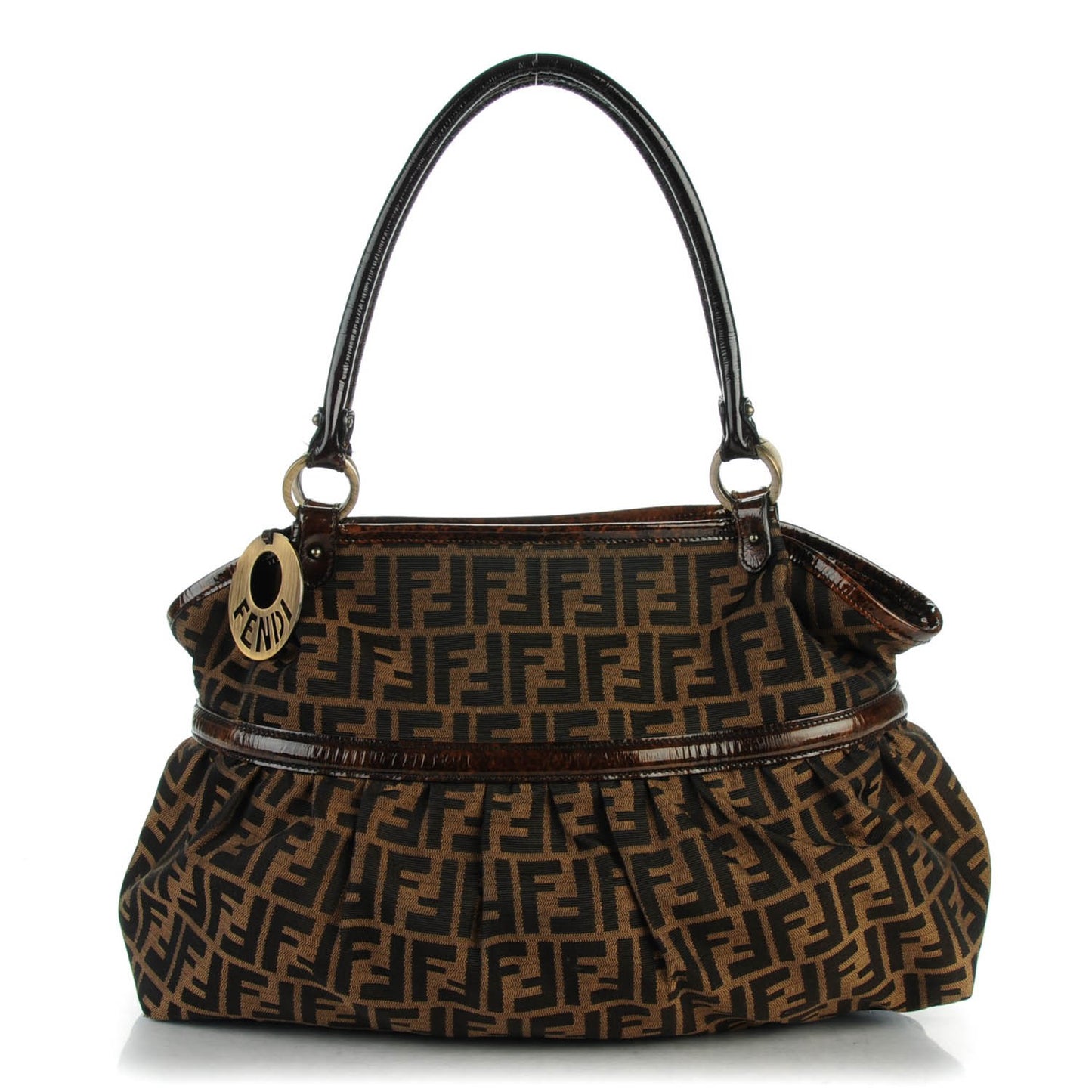 Zucca Patent Large Chef Shopper Tote Tobacco