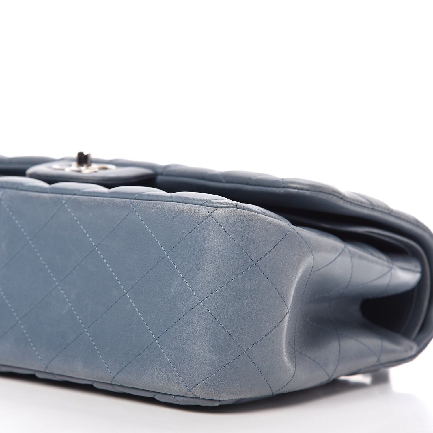Chanel Lambskin Quilted Jumbo Double Flap Light Blue 7 of 10