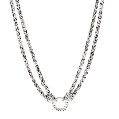 David Yurman Sterling Silver Diamond 18mm Double Wheat Chain Necklace 1 of 4