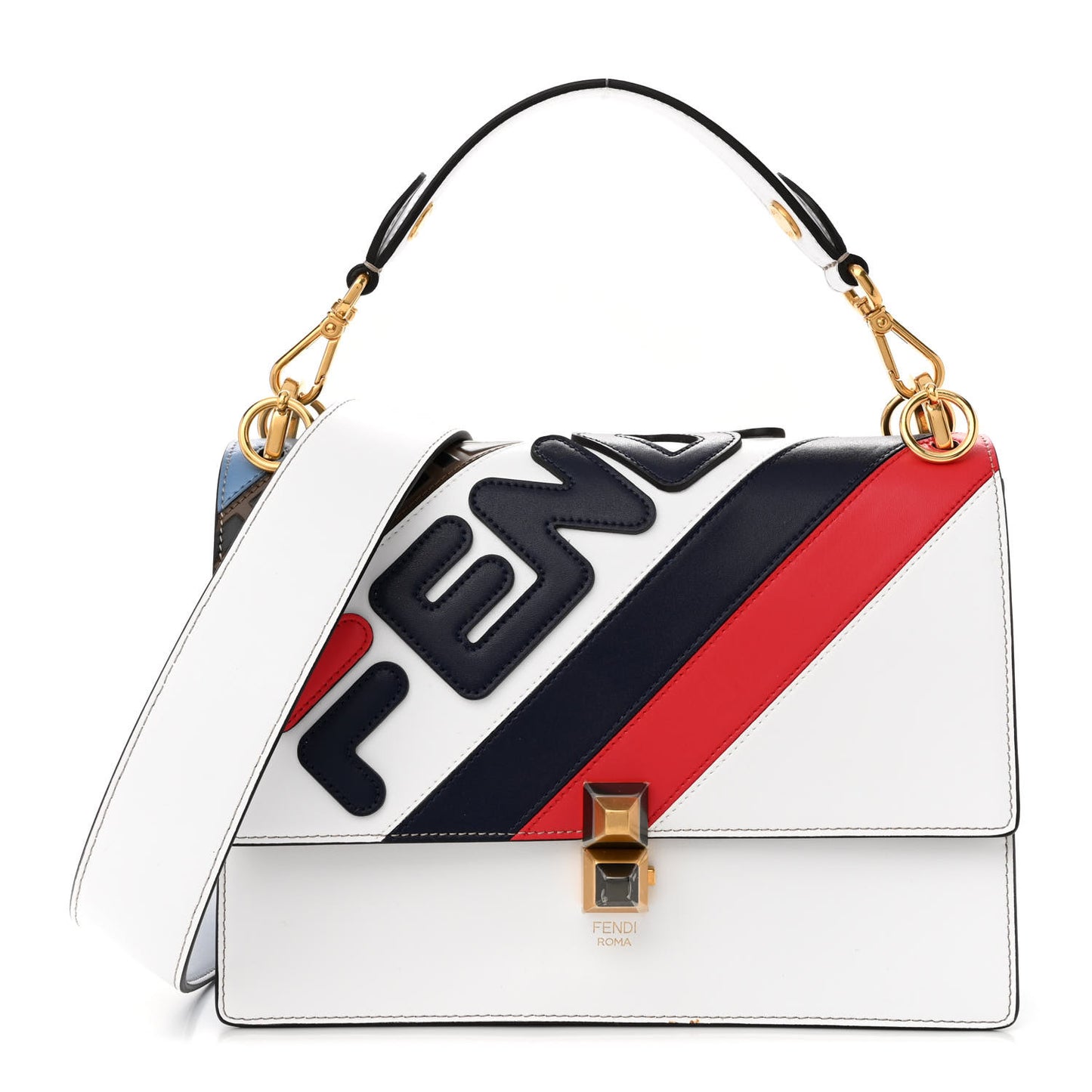 X FILA Vitello Liberty Mania Bi-Color FF 1974 Embossed Kan I Shoulder Bag White Nebula Multicolor