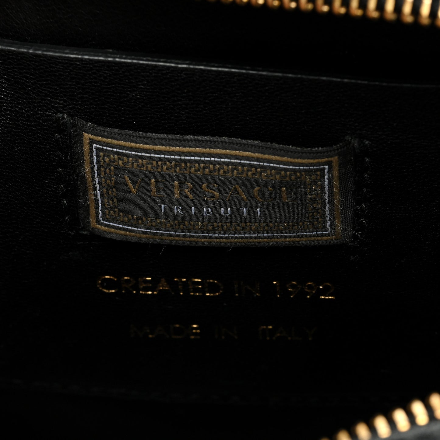 Calfskin Small Medallion Tribute Bowling Bag Black