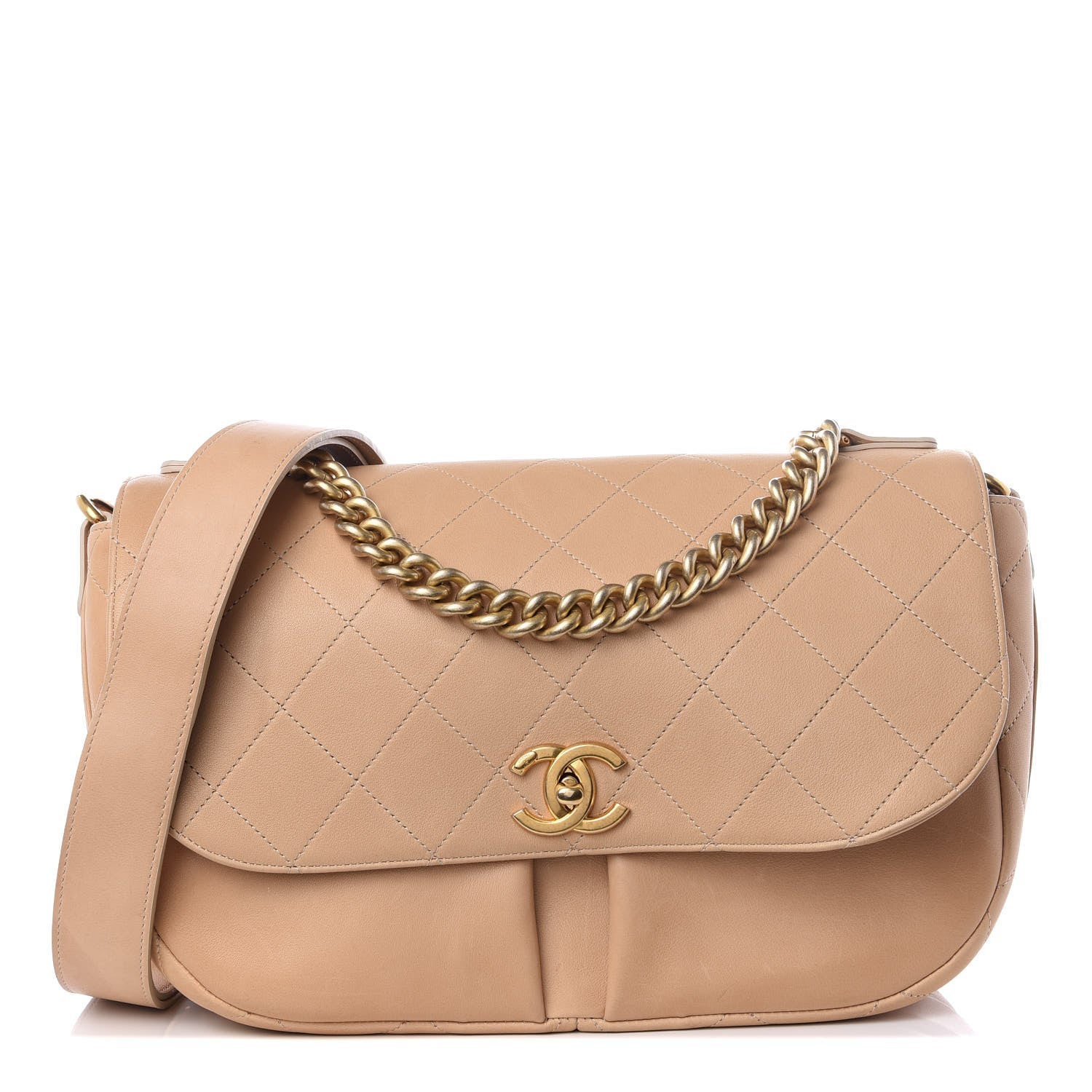 Chanel Calfskin Stitched Small Paris in Rome Messenger Beige 1 of 8