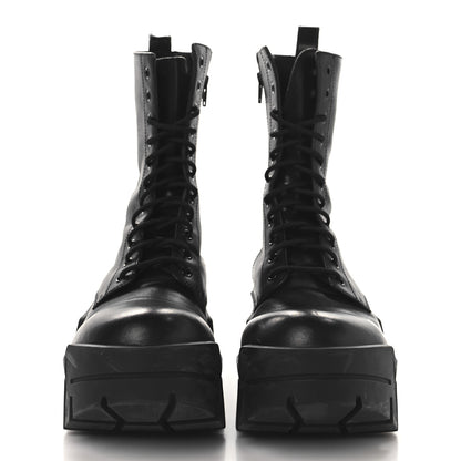 Balenciaga Calfskin Womens Bulldozer Lace Up Boots 38 Black 3 of 8