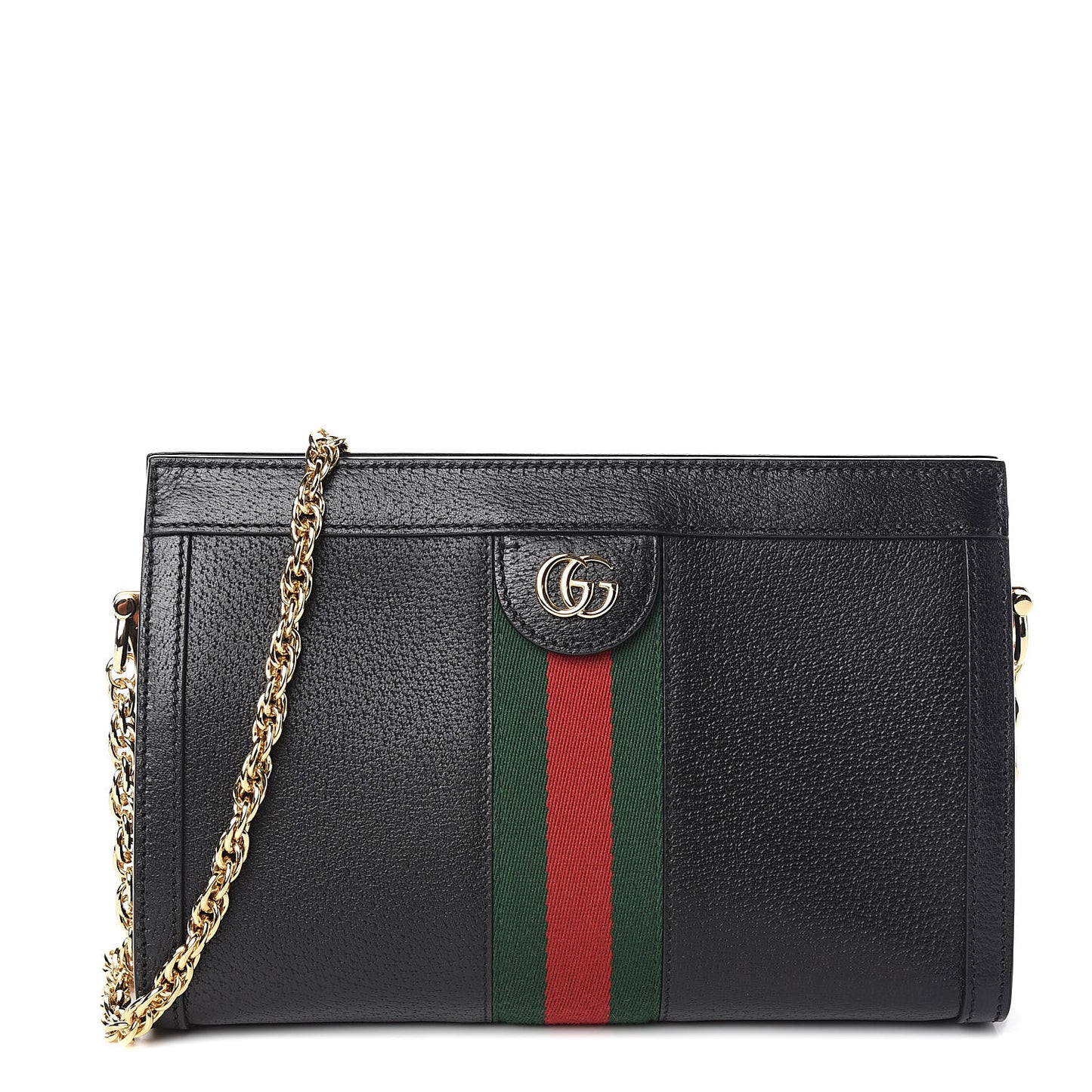 Calfskin GG Web Small Ophidia Chain Shoulder Bag Black