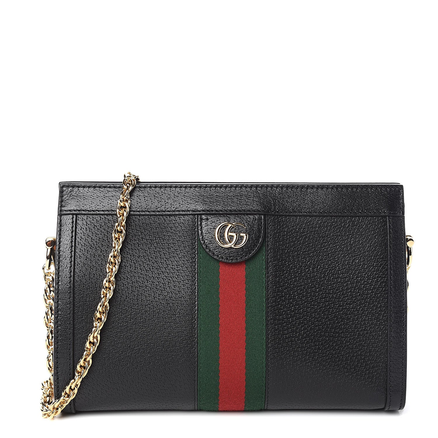 Gucci Calfskin GG Web Small Ophidia Chain Shoulder Bag Black 1 of 10