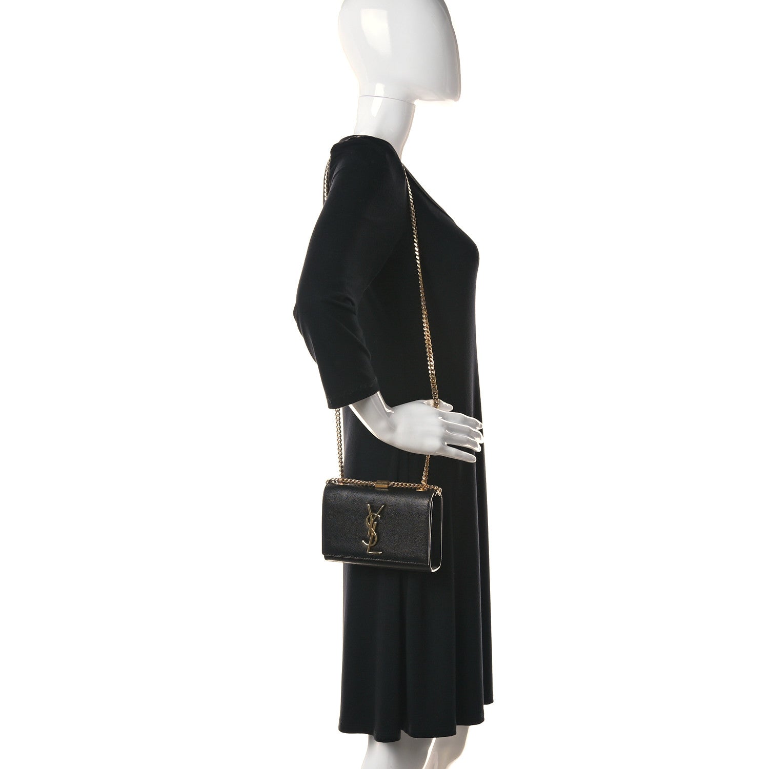 Saint Laurent Grain De Poudre Small Monogram Kate Satchel Black 2 of 18