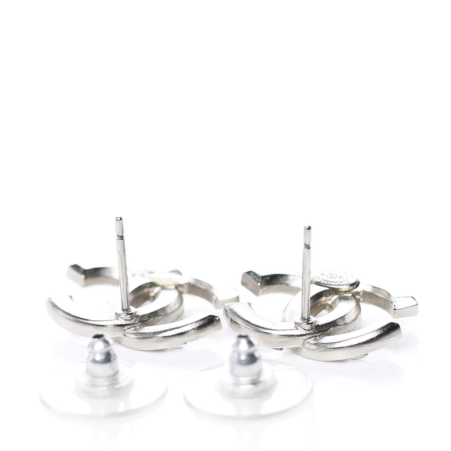 Chanel Baguette Crystal CC Earrings Silver 3 of 6