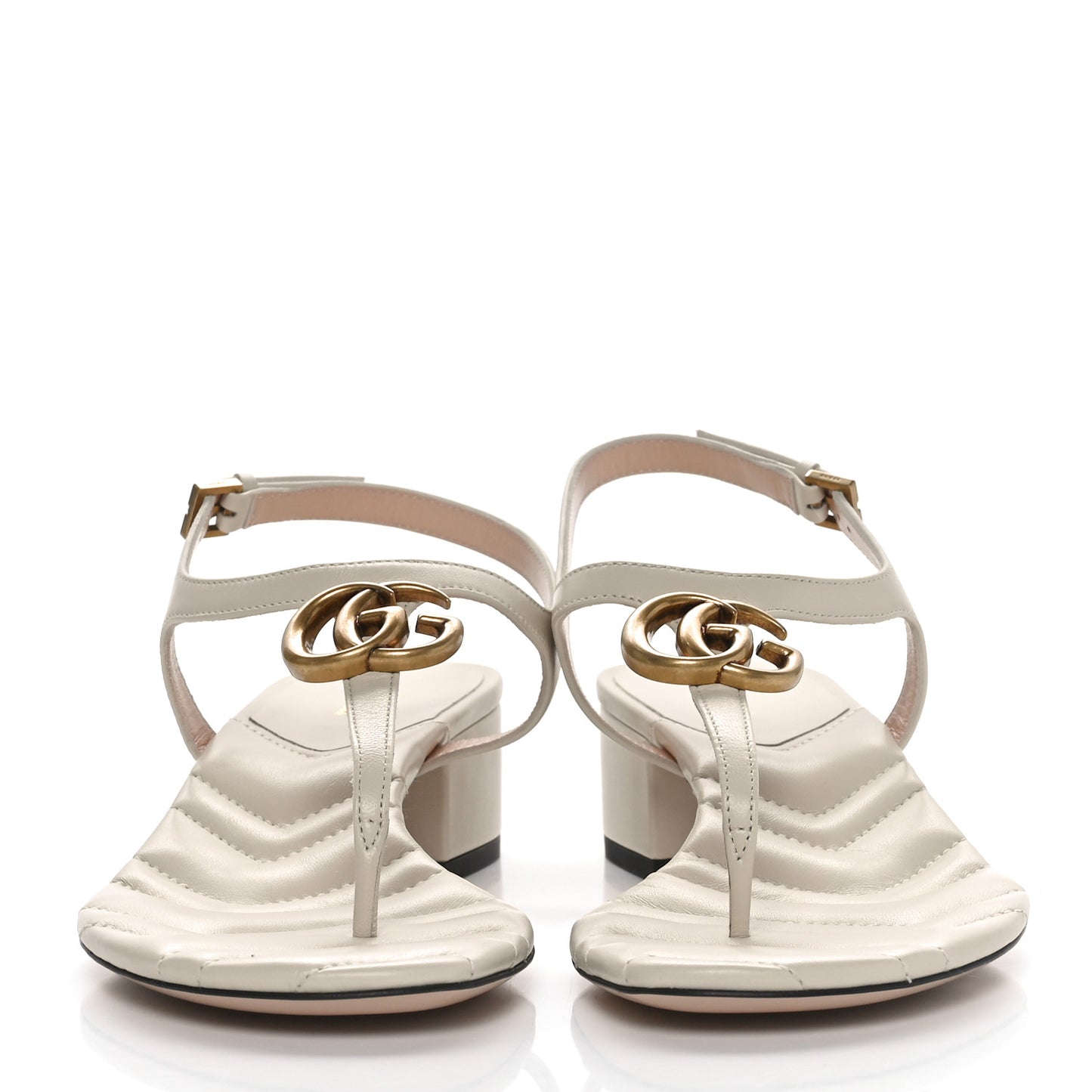 Nappa Matelasse Double G 35mm Thong Sandals 39 Mystic White
