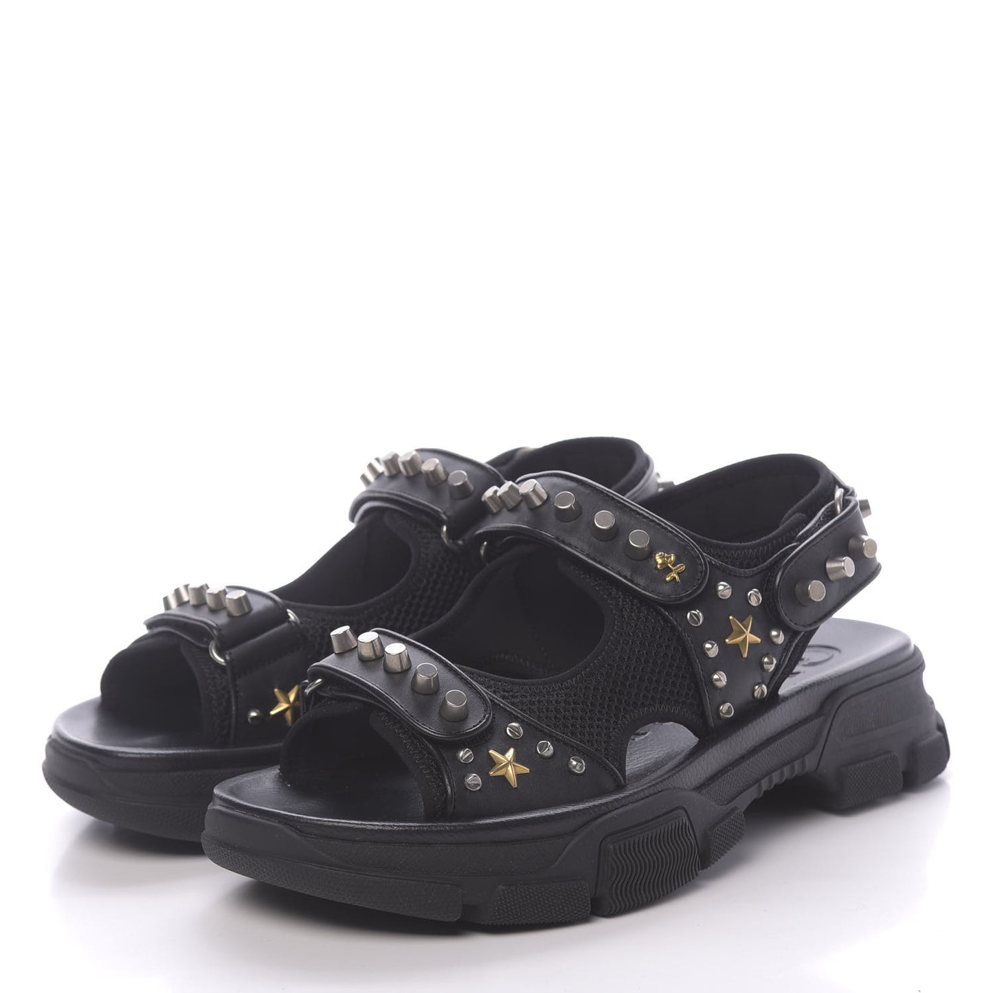 Nappa Mesh Studded Mens Aguru Sandals 10 Black