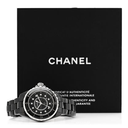 Chanel Stainless Steel Ceramic Diamond 33mm J12 Quartz Watch Black 5 of 5