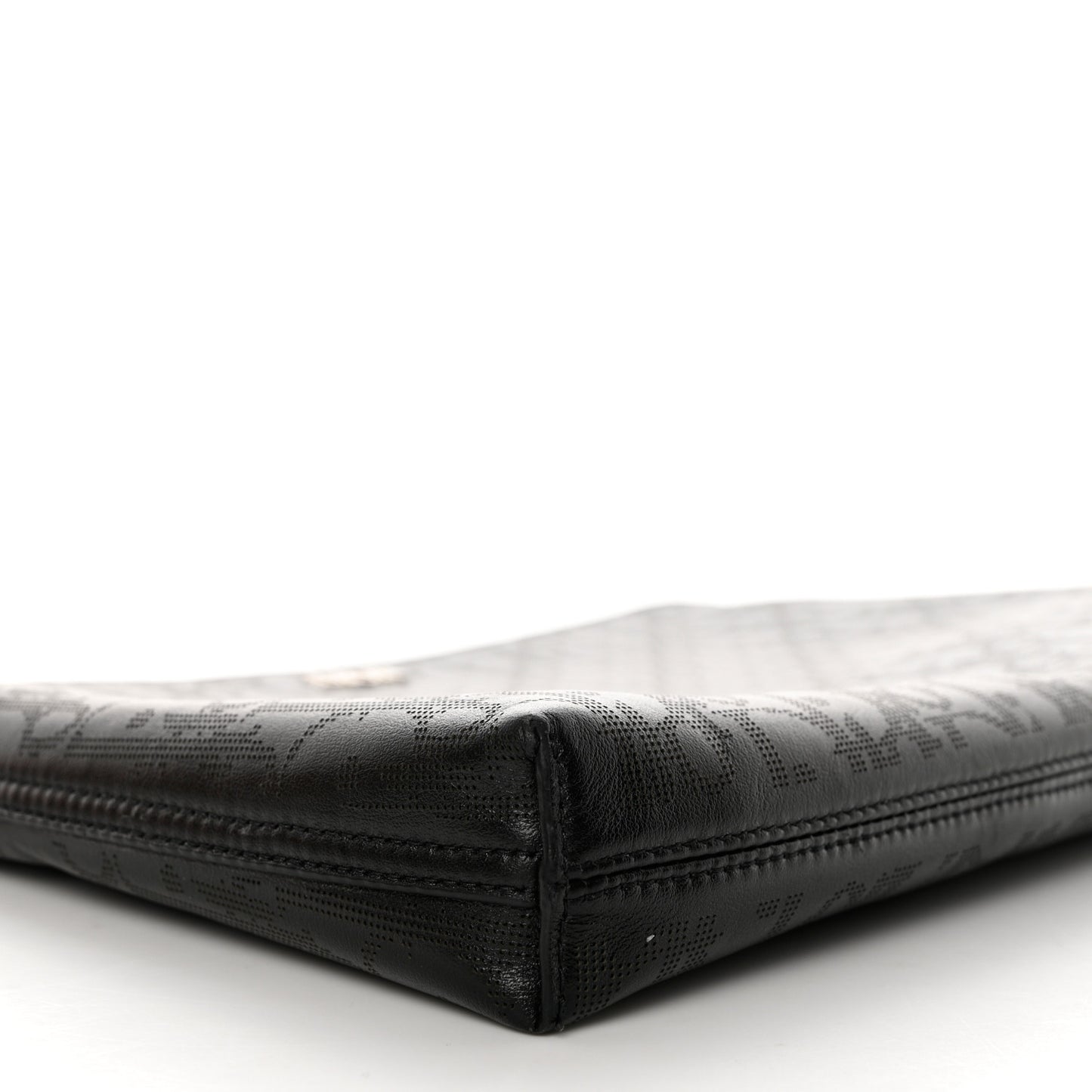 Calfskin Perforated Oblique Galaxy Pouch Black