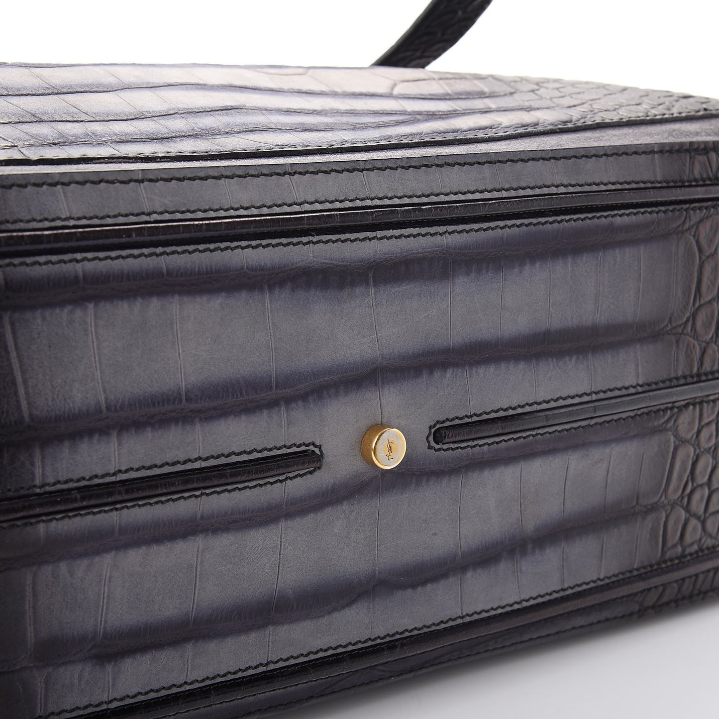 Calfskin Crocodile Embossed Large Muse Two Grey