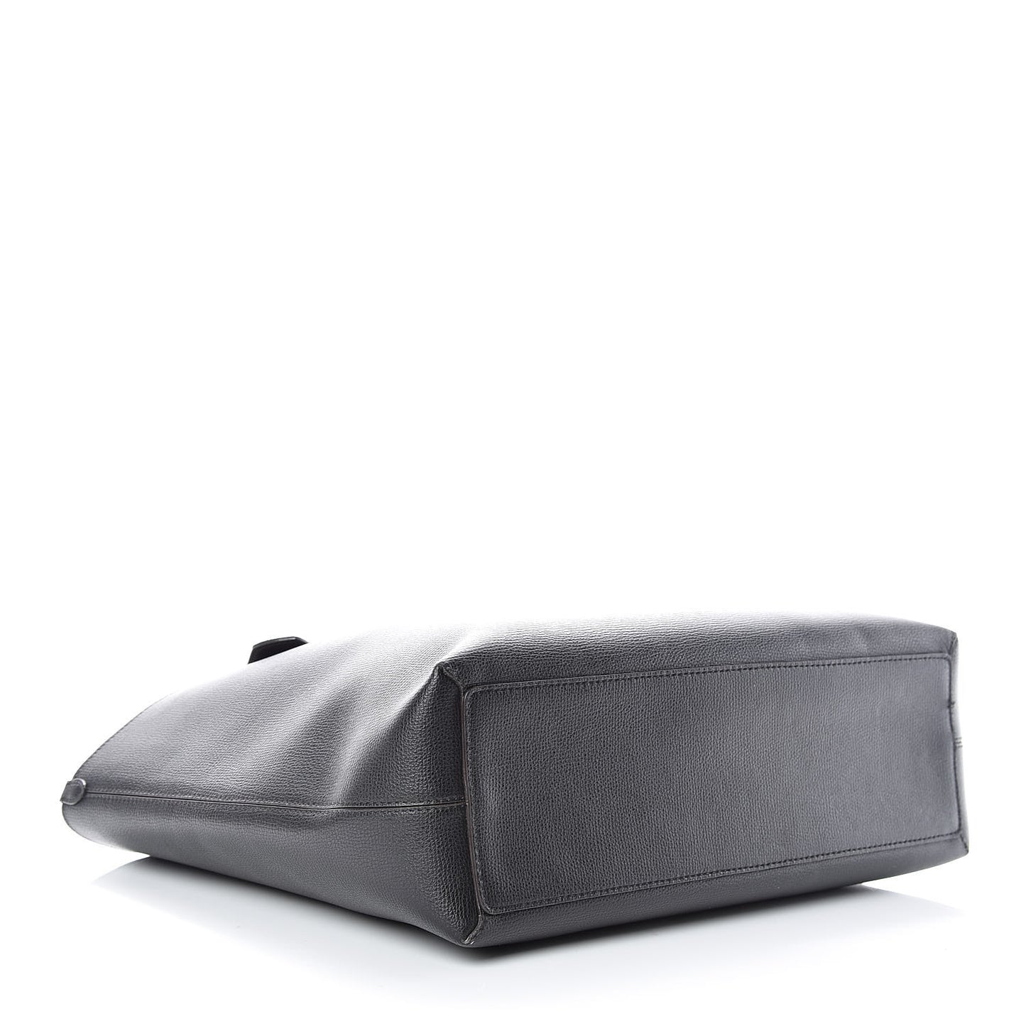 Grainy Calfskin Haymarket Check Medium Reversible Tote Black