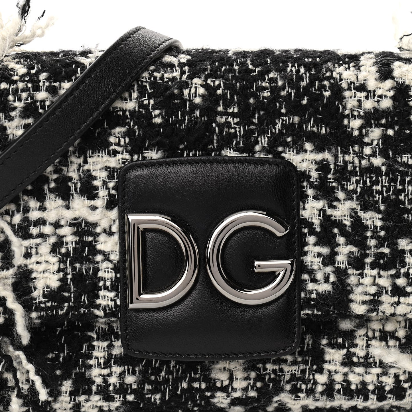 Tweed Mini Millennials Crossbody Bag Black White